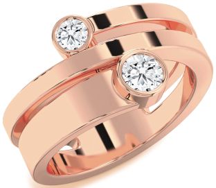 Diamond Rose Gold Round Two Stone Ring