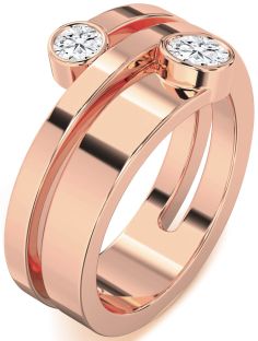Diamond Rose Gold Round Two Stone Ring