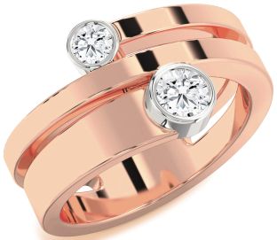 Diamond White Rose Gold Round Two Stone Ring