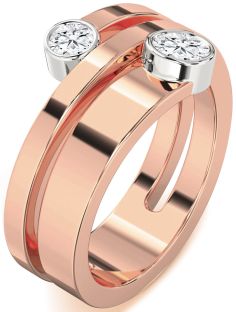 Diamond White Rose Gold Round Two Stone Ring