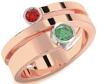 Platinum & Rose Gold Round Two Stone Promise Ring