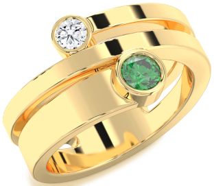 Gold Silver Round Two Stone Promise Ring