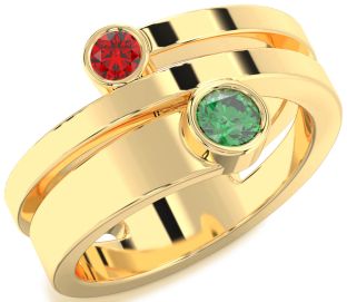 Gold Round Two Stone Promise Ring