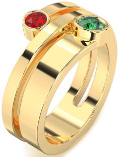 Gold Round Two Stone Promise Ring