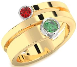 Platinum & Yellow Gold Round Two Stone Promise Ring