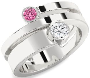 Silver Round Two Stone Promise Ring