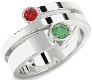 Platinum Round Two Stone Promise Ring