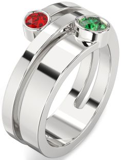 Platinum Round Two Stone Promise Ring