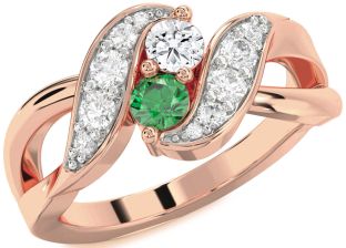 Diamond Rose Gold Round Two Stone Promise Ring