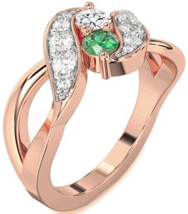 Diamond Rose Gold Round Two Stone Promise Ring
