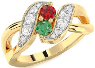 Diamond Gold Silver Round Two Stone Promise Ring
