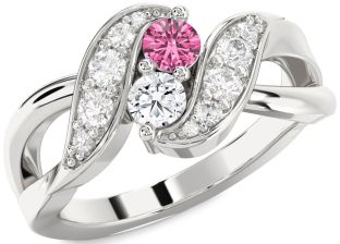 Diamond Silver Round Two Stone Promise Ring
