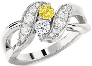 Diamond Silver Round Two Stone Promise Ring
