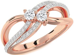Diamond Rose Gold Round Two Stone Ring