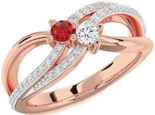 Diamond Rose Gold Round Two Stone Promise Ring