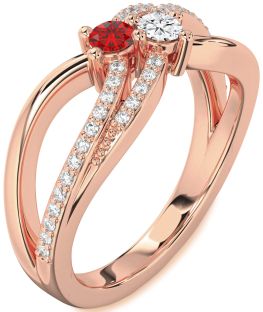 Diamond Rose Gold Round Two Stone Promise Ring