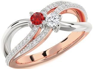 Diamond White Rose Gold Round Two Stone Promise Ring