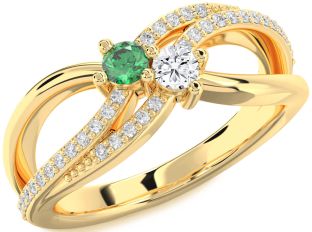 Diamond Gold Silver Round Two Stone Promise Ring