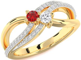 Diamond Gold Silver Round Two Stone Promise Ring
