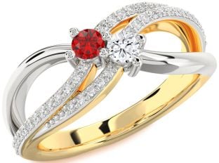 Diamond Platinum & Yellow Gold Round Two Stone Promise Ring