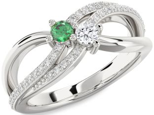 Diamond Silver Round Two Stone Promise Ring