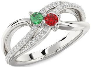 Diamond Platinum Round Two Stone Promise Ring