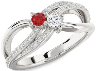 Diamond Platinum Round Two Stone Promise Ring