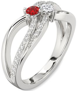 Diamond Platinum Round Two Stone Promise Ring