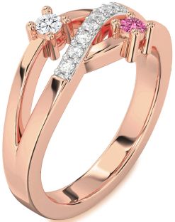 Diamond Rose Gold Round Two Stone Promise Ring