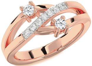 Diamond Rose Gold Round Two Stone Ring
