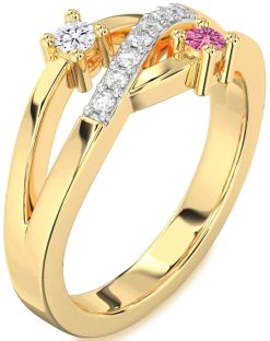 Diamond Gold Round Two Stone Promise Ring