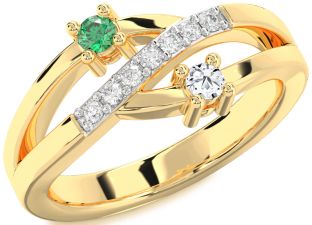 Diamond Gold Silver Round Two Stone Promise Ring