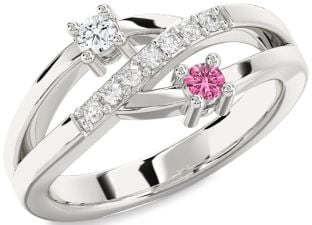 Diamond Silver Round Two Stone Promise Ring