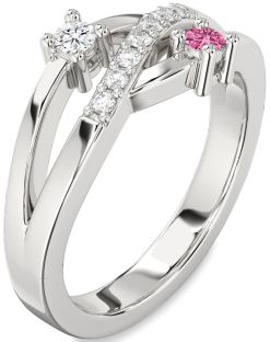Diamond Platinum Round Two Stone Promise Ring