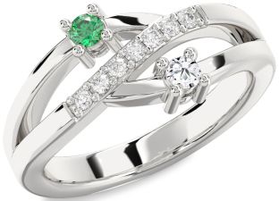 Diamond Silver Round Two Stone Promise Ring