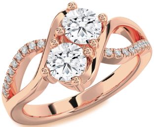 Diamond Rose Gold Round Two Stone Ring