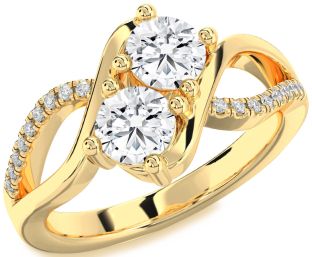 Diamond Gold Round Two Stone Ring