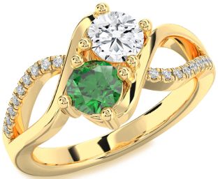 Diamond Gold Round Two Stone Promise Ring