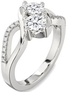 Diamond White Gold Round Two Stone Ring
