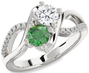 Diamond Silver Round Two Stone Promise Ring