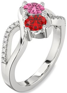 Diamond Platinum Round Two Stone Promise Ring