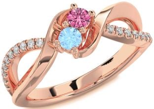 Diamond Rose Gold Round Two Stone Promise Ring