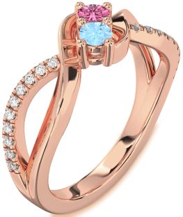 Diamond Rose Gold Round Two Stone Promise Ring
