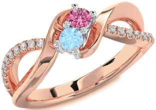 Diamond Platinum & Rose Gold Round Two Stone Promise Ring