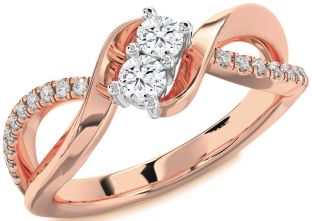 Diamond White Rose Gold Round Two Stone Ring
