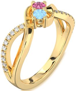 Diamond Gold Round Two Stone Promise Ring