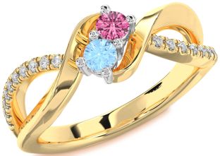 Diamond Platinum & Yellow Gold Round Two Stone Promise Ring