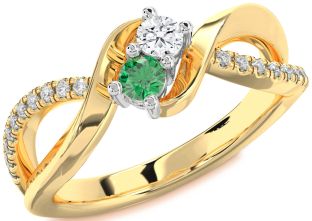 Diamond Gold Silver Round Two Stone Promise Ring