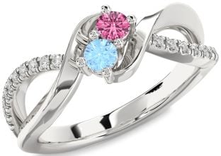 Diamond Platinum Round Two Stone Promise Ring