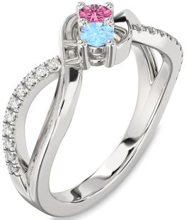 Diamond Platinum Round Two Stone Promise Ring